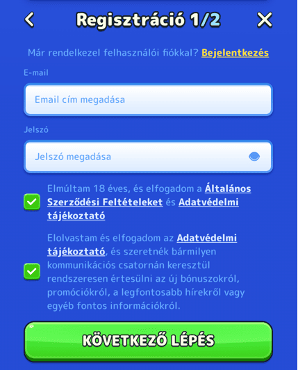 Regisztr&aacute;ci&oacute; Pistolo casino